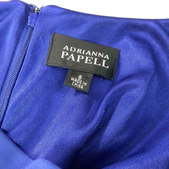 ADRIANNA PAPELL Cobalt Blue Cap Sleeve Stretch & Draped Special Occasion Dress 6 - Picture 4 of 10